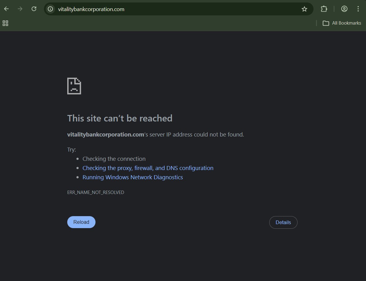 VitalityBankCorporation.com